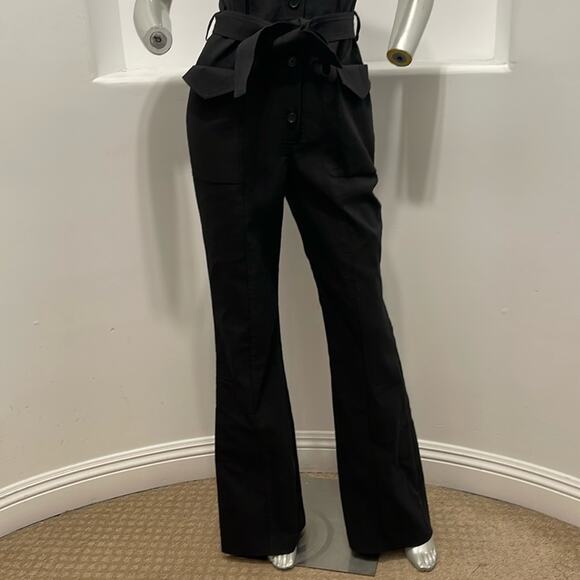 A.L.C. Livingston Short Sleeve Belted Button Front Belted Black Jumpsuit - Picture 8 of 12